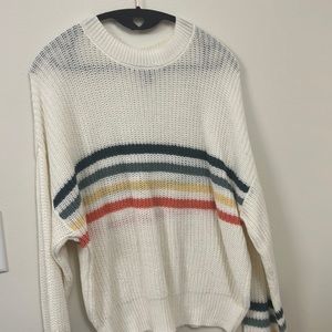 Cream oversized sweater with colorful stripes